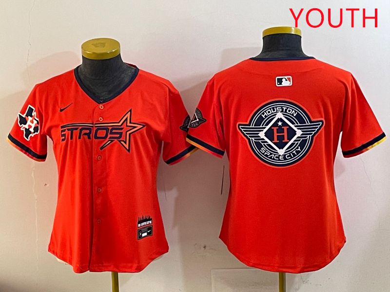 Youth Houston Astros Blank Orange Three generations Joint Name 2025 Nike MLB Jersey style 27